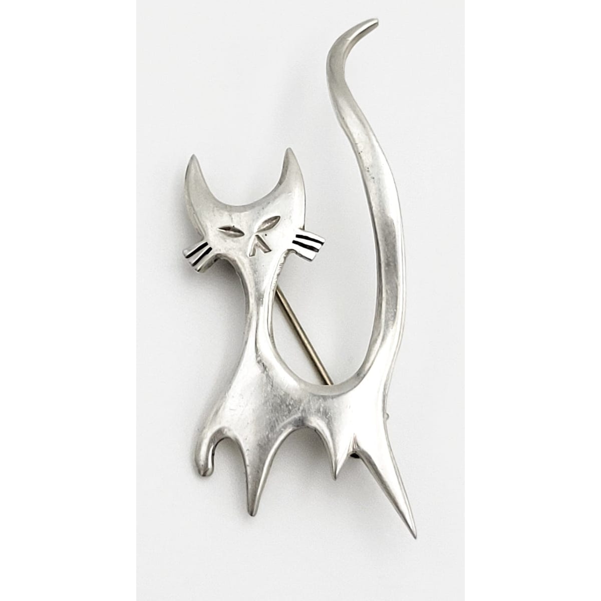 Dragsted Jewelry RARE Danish Designer E Dragsted Modernist Retro Sterling Cat Kitten Brooch 1950s