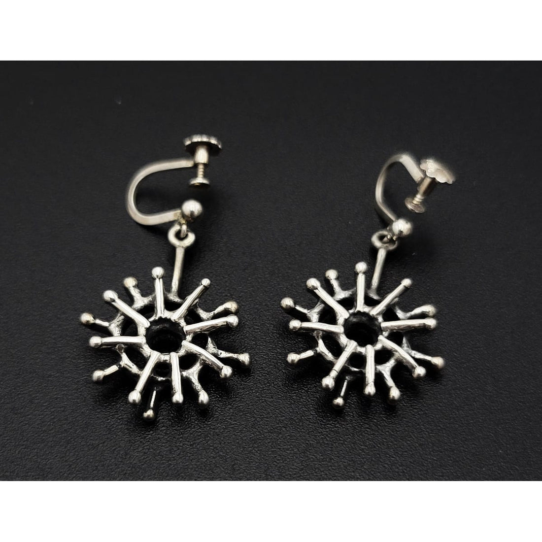 E + P Studio Norway Jewelry RARE Norway Studio E+P Sterling Abstract MOD Brutalist Dangle Earrings 1960s