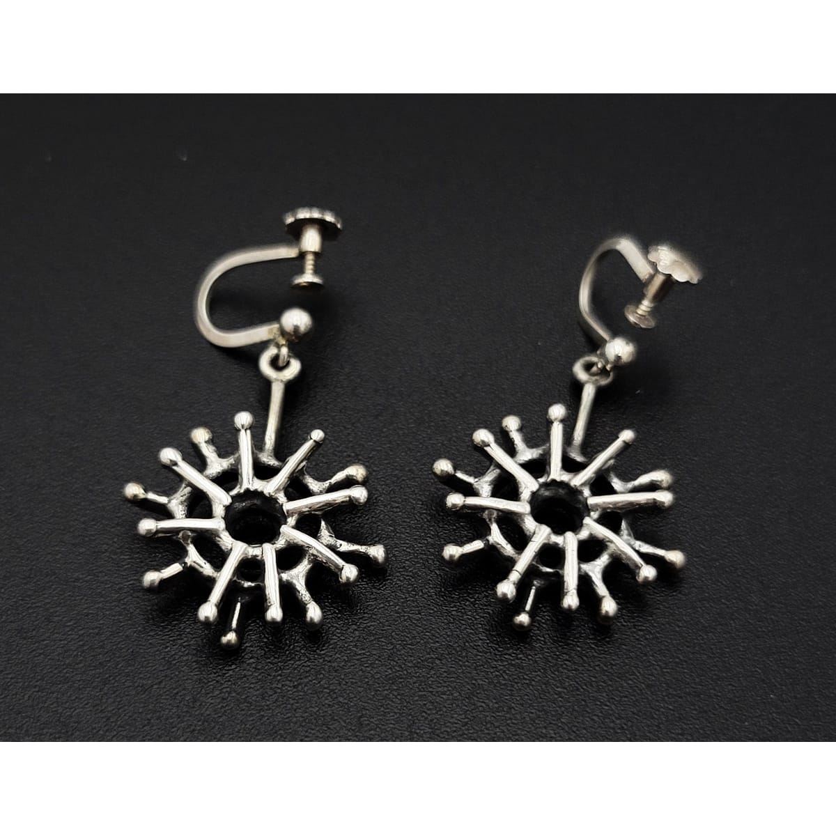 E + P Studio Norway Jewelry RARE Norway Studio E+P Sterling Abstract MOD Brutalist Dangle Earrings 1960s