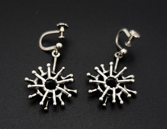 E + P Studio Norway Jewelry RARE Norway Studio E+P Sterling Abstract MOD Brutalist Dangle Earrings 1960s