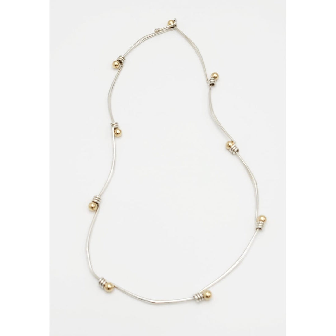 Ed Levin Jewelry Designer Ed Levin Modernist Sterling 14K Gold Slide Necklace Rare 1960/70s