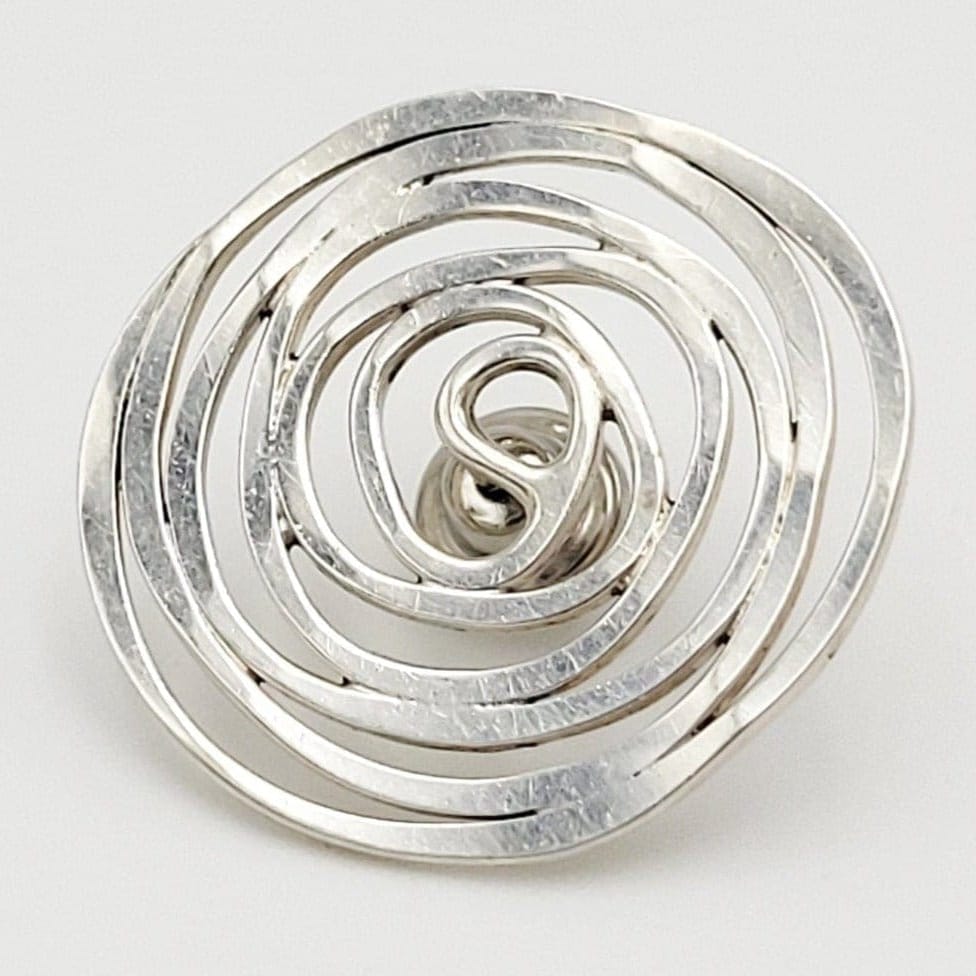 Ed Levin Jewelry Iconic Designer Ed Levin Abstract Modernist Sterling Spiral Lapel Pin Rare 1950/60s