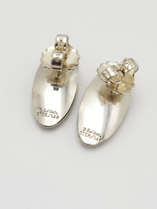 Ed Levin Jewelry Iconic Designer Ed Levin Vintage Abstract Modernist Sterling 14K Gold Earrings
