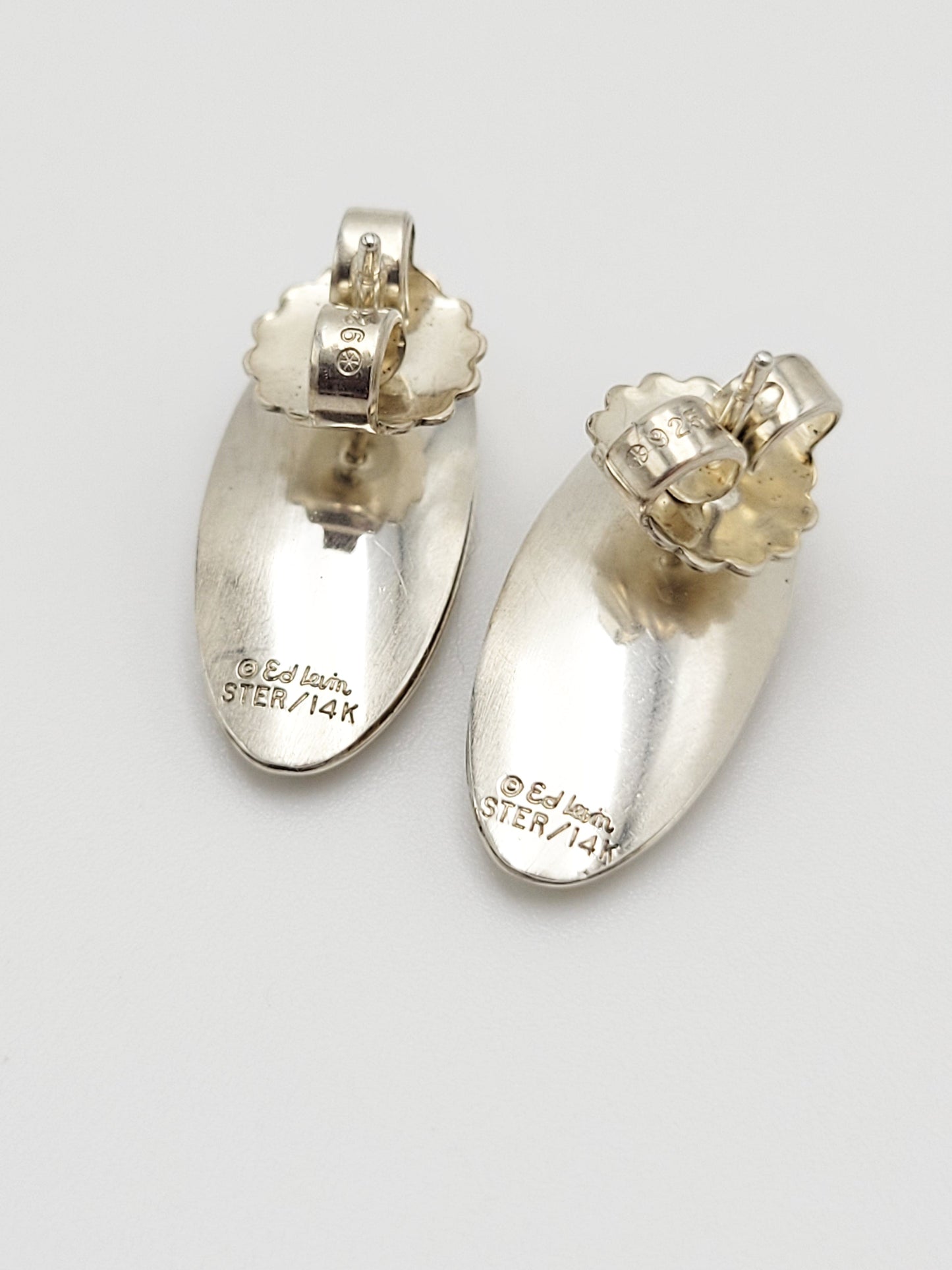 Ed Levin Jewelry Iconic Designer Ed Levin Vintage Abstract Modernist Sterling 14K Gold Earrings