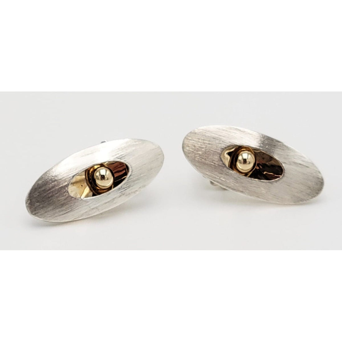 Ed Levin Jewelry Iconic US Designer Ed Levin Abstract Modernist Sterling 14K Gold Earrings 1980s