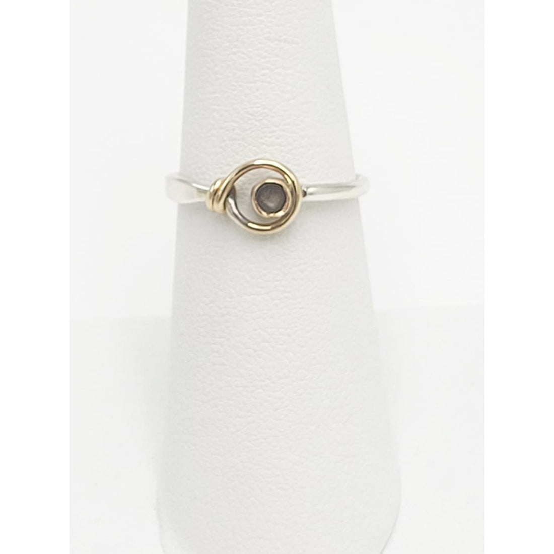 Ed Levin Jewelry Iconic US Designer Ed Levin Abstract Modernist Sterling &amp; 14K Gold Ring 1980s