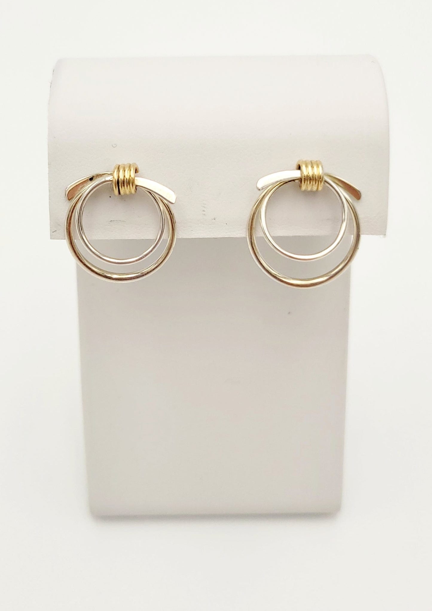 Ed Levin Jewelry Iconic US Designer Ed Levin Modernist Sterling 14K Gold Earrings Rare 1960/70s