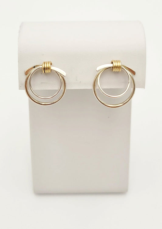 Ed Levin Jewelry Iconic US Designer Ed Levin Modernist Sterling 14K Gold Earrings Rare 1960/70s