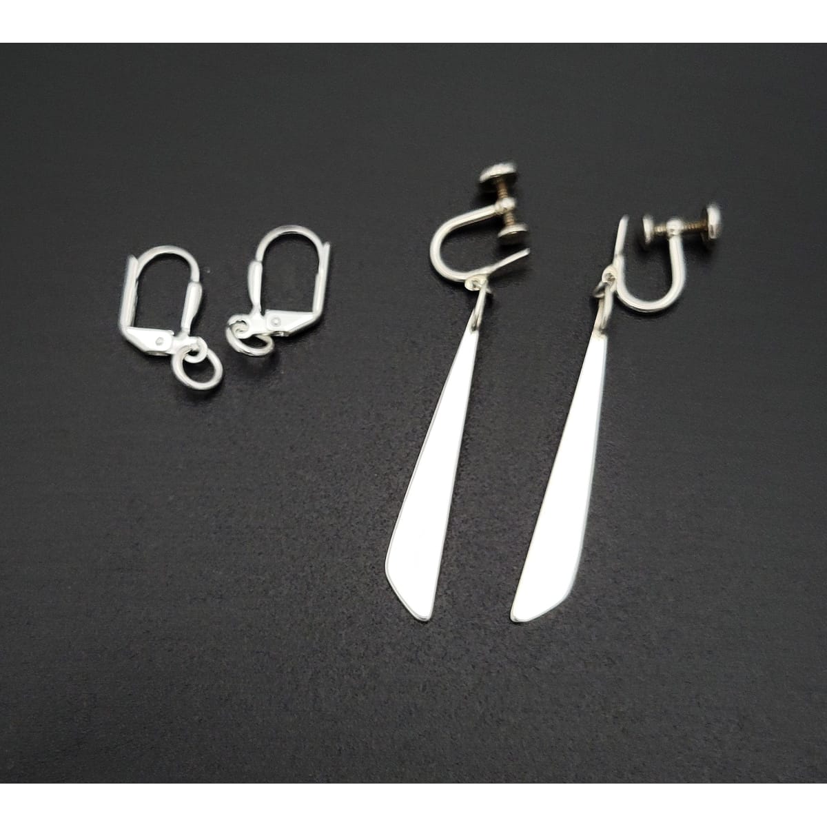 Ed Levin Jewelry Iconic US Designer Ed Levin Modernist Sterling Drop Dangle Earrings Circa 1960s