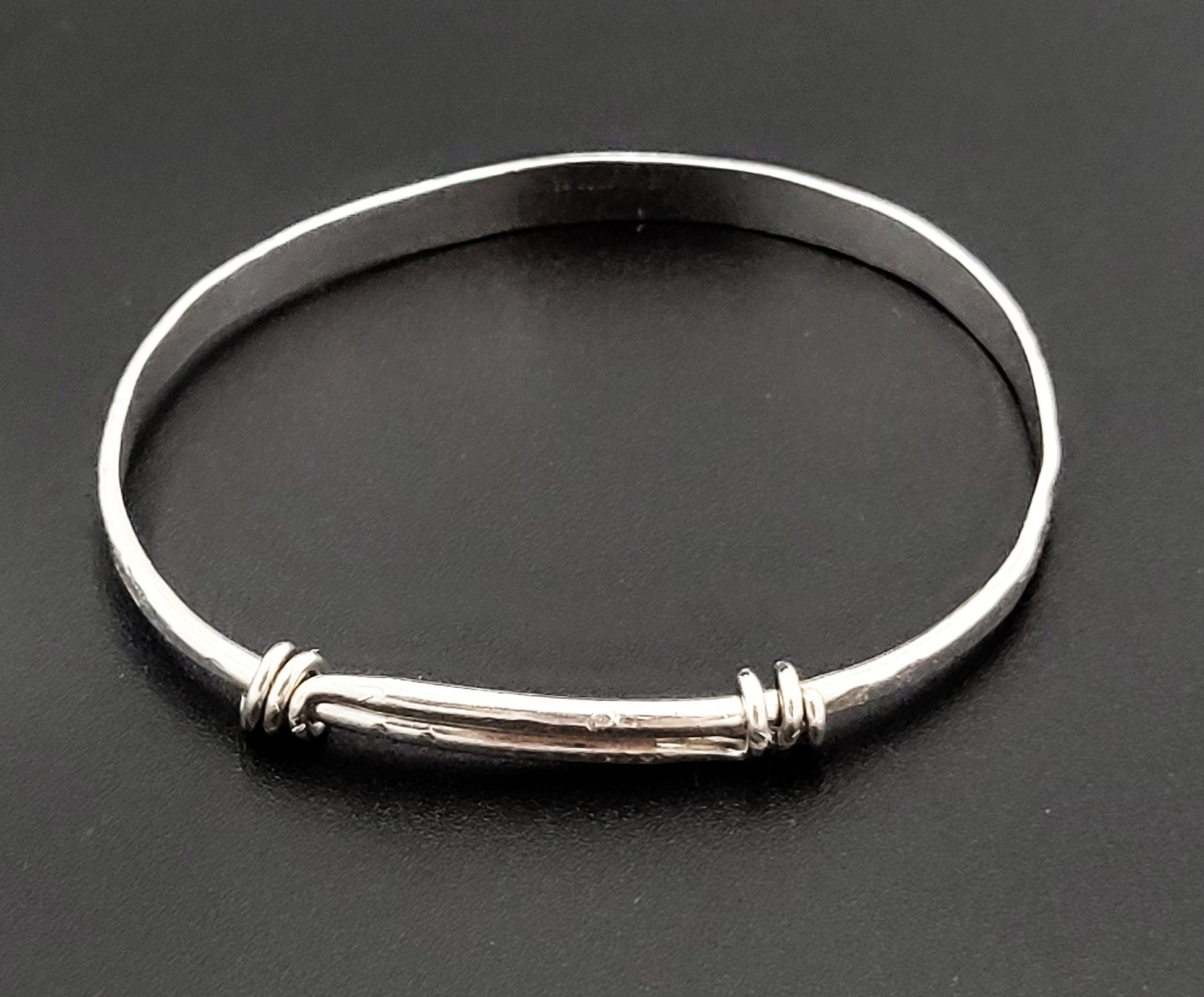 Ed Levin Jewelry Super Rare Ed Levin Hammered Sterling Silver Modernist Slide Bracelet 1950s