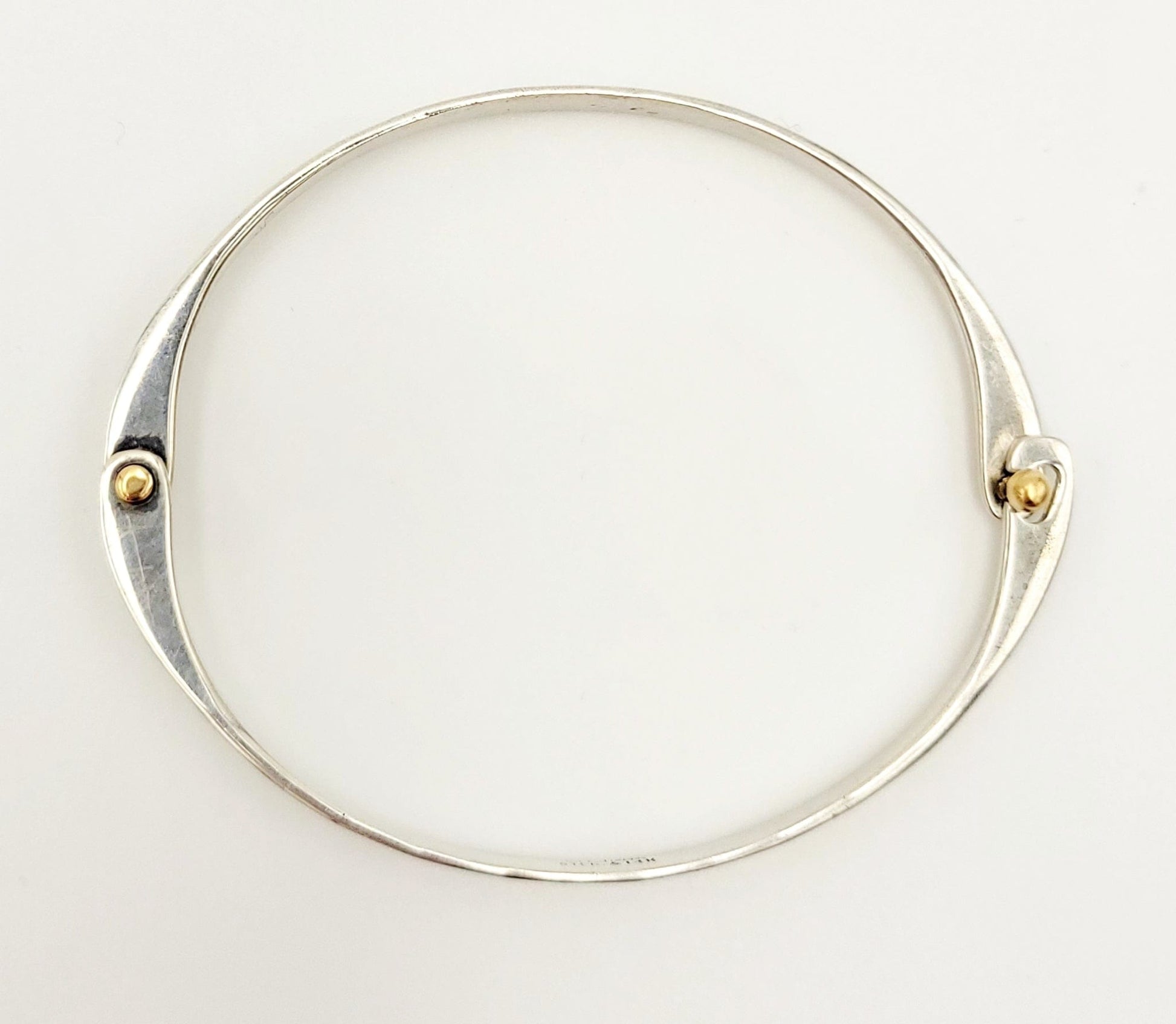 Ed Levin Jewelry Superb Ed Levin Sterling 14K Gold Modernist Latching Bangle Bracelet 1960/70s