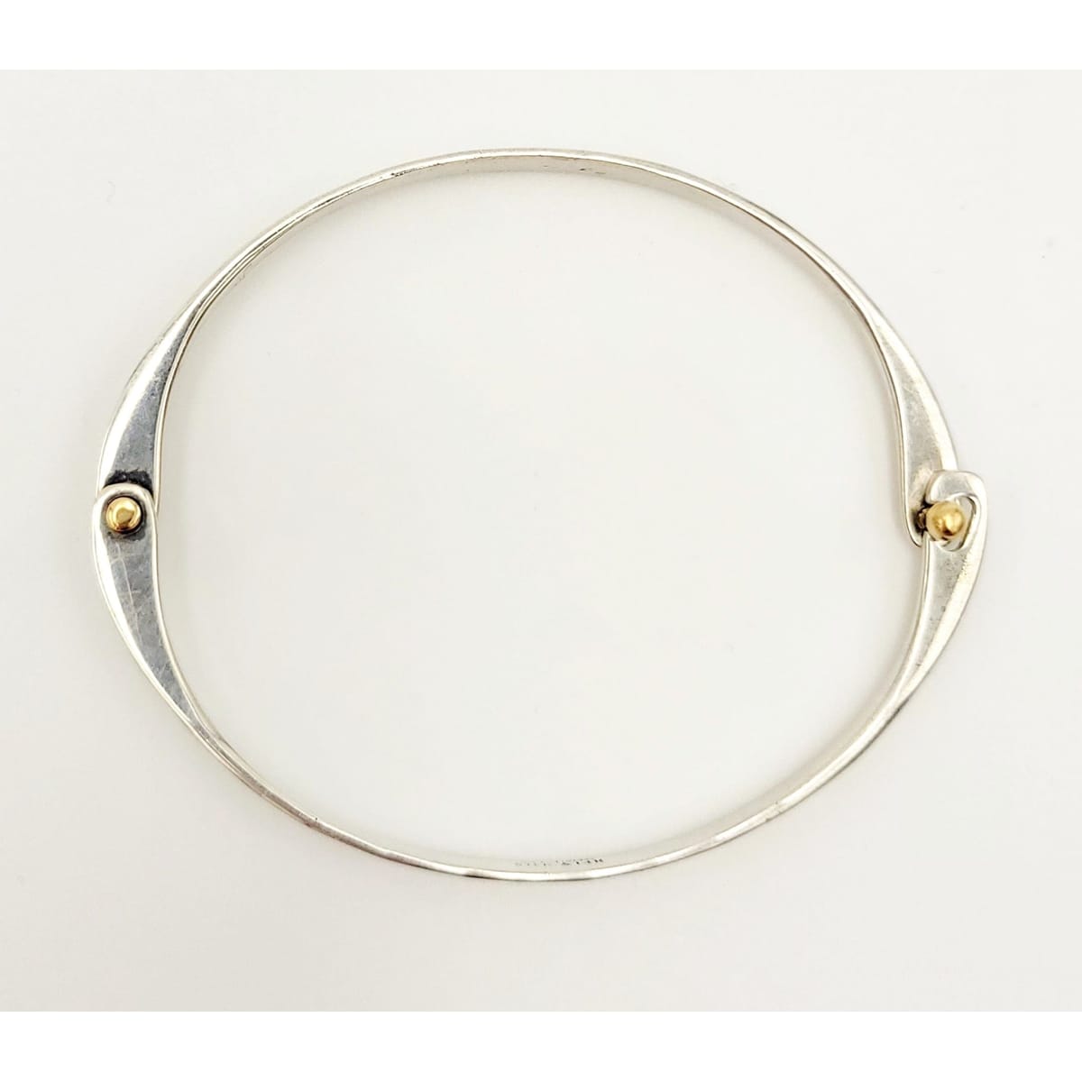 Ed Levin Jewelry Superb Ed Levin Sterling 14K Gold Modernist Latching Bangle Bracelet 1960/70s