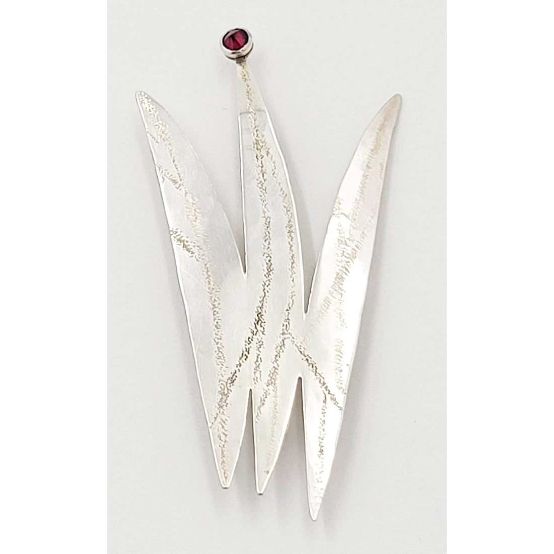Ed Levin Jewelry US Designer Ed Levin Modernist Sterling &amp; Garnet LARGE Brooch Circa 1970&