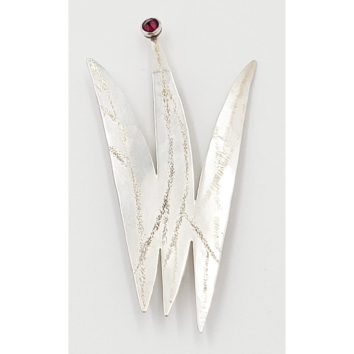 Ed Levin Jewelry US Designer Ed Levin Modernist Sterling &amp; Garnet LARGE Brooch Circa 1970&