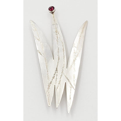 Ed Levin Jewelry US Designer Ed Levin Modernist Sterling &amp; Garnet LARGE Brooch Circa 1970&