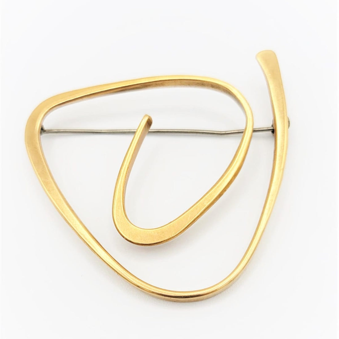 Ed Wiener Jewelry SUPERB Iconic Ed Wiener 14kt Gold LARGE Modernist Spiral Brooch Circa 1950s