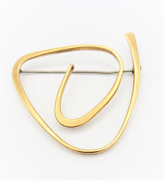 Ed Wiener Jewelry SUPERB Iconic Ed Wiener 14kt Gold LARGE Modernist Spiral Brooch Circa 1950s