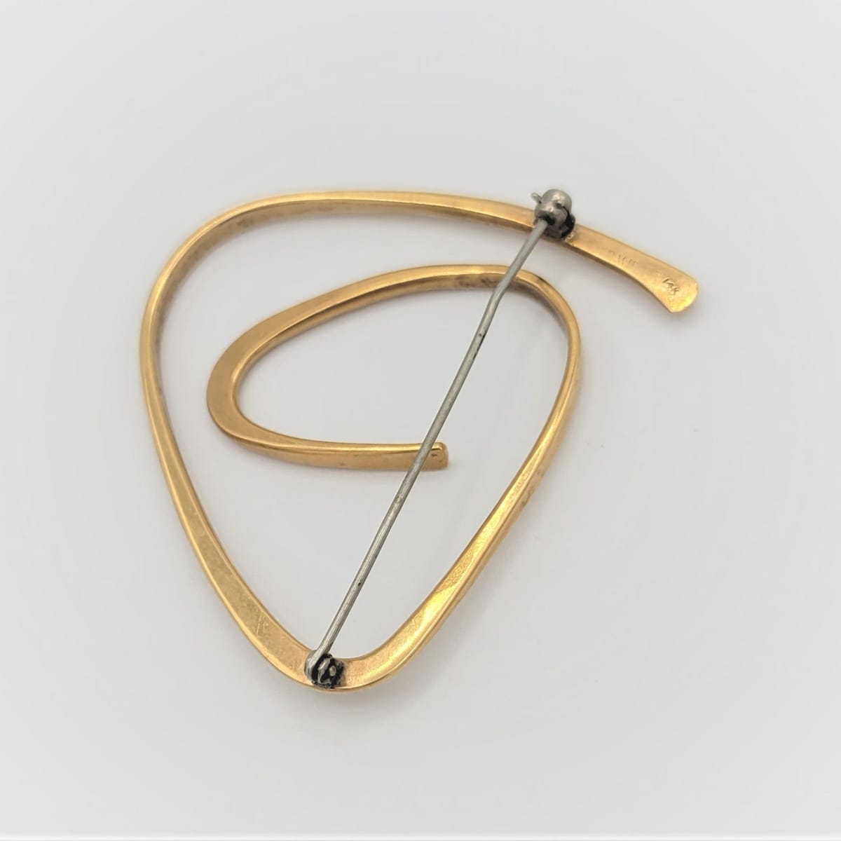 Ed Wiener Jewelry SUPERB Iconic Ed Wiener 14kt Gold LARGE Modernist Spiral Brooch Circa 1950s