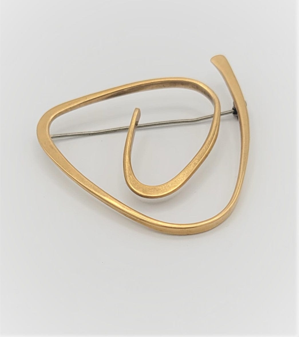 Ed Wiener Jewelry SUPERB Iconic Ed Wiener 14kt Gold LARGE Modernist Spiral Brooch Circa 1950s