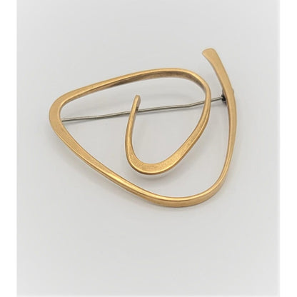 Ed Wiener Jewelry SUPERB Iconic Ed Wiener 14kt Gold LARGE Modernist Spiral Brooch Circa 1950s