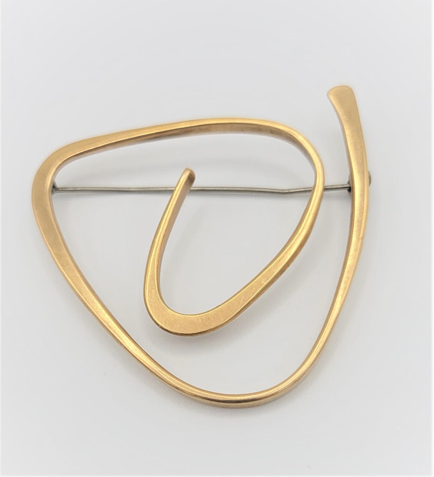 Ed Wiener Jewelry SUPERB Iconic Ed Wiener 14kt Gold LARGE Modernist Spiral Brooch Circa 1950s