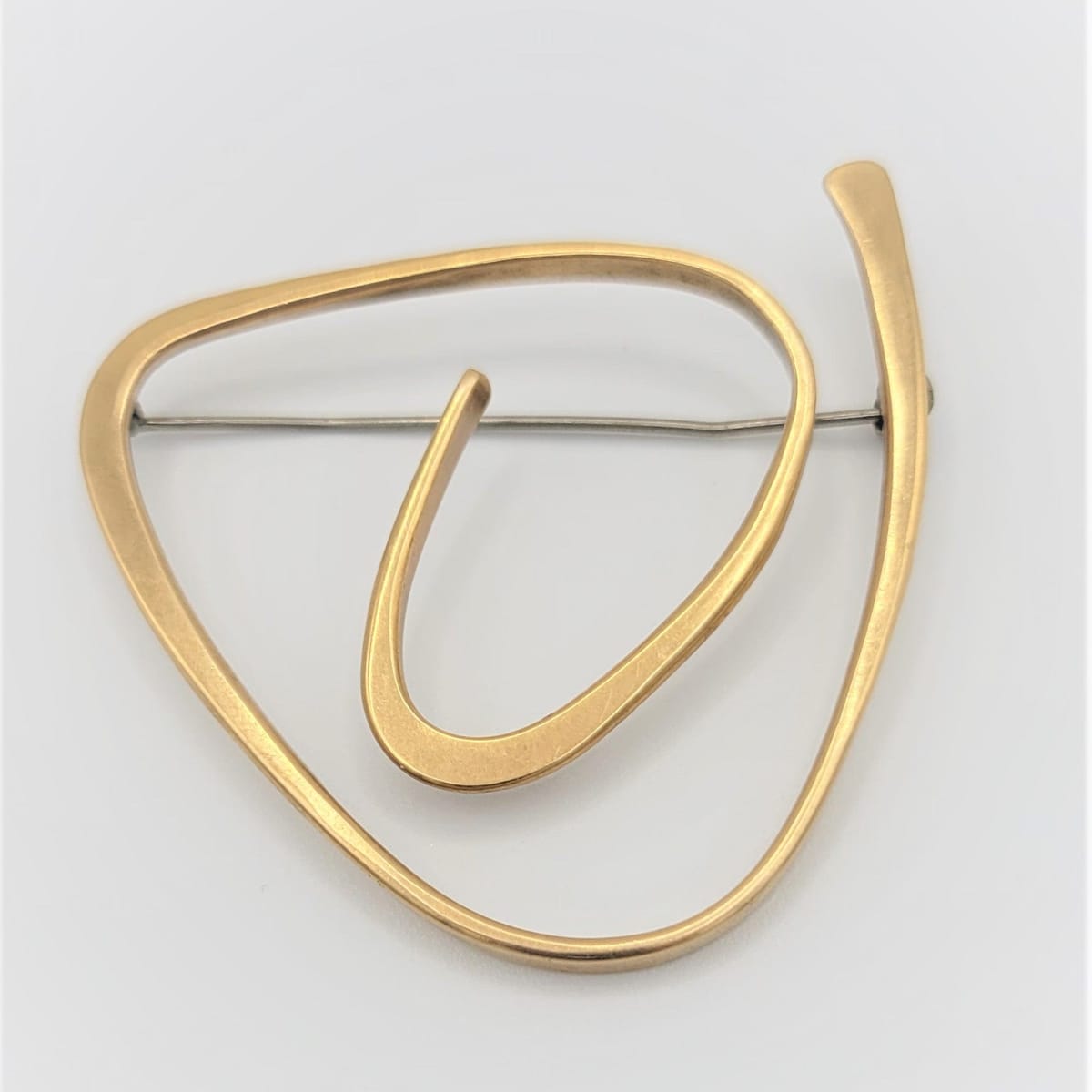 Ed Wiener Jewelry SUPERB Iconic Ed Wiener 14kt Gold LARGE Modernist Spiral Brooch Circa 1950s