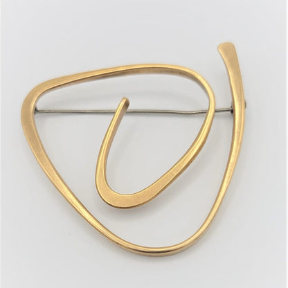 Ed Wiener Jewelry SUPERB Iconic Ed Wiener 14kt Gold LARGE Modernist Spiral Brooch Circa 1950s