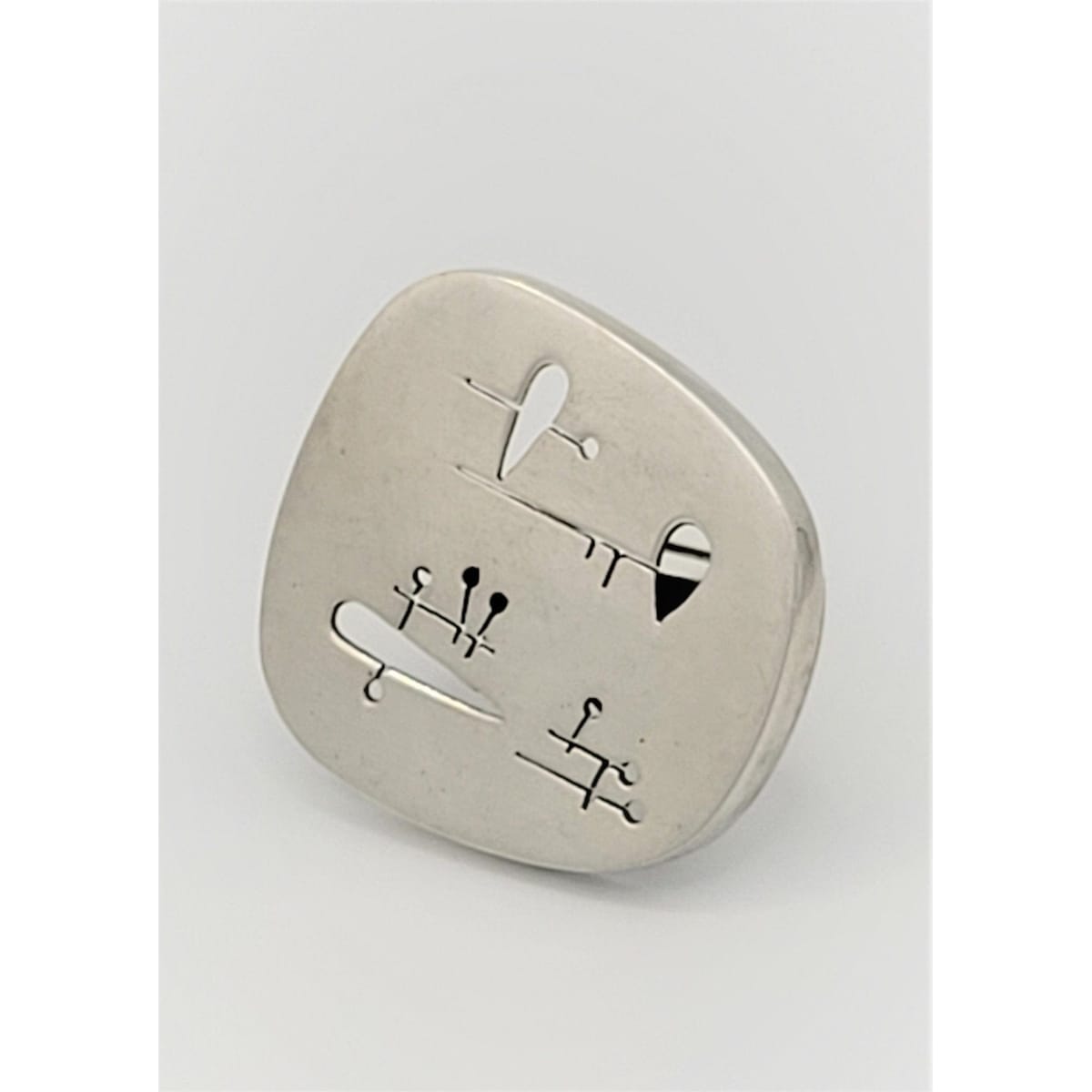 Ed Wiener Jewelry Superb Iconic Ed Wiener 925SS Modernist Cutout Square Brooch Pin Circa 1950s