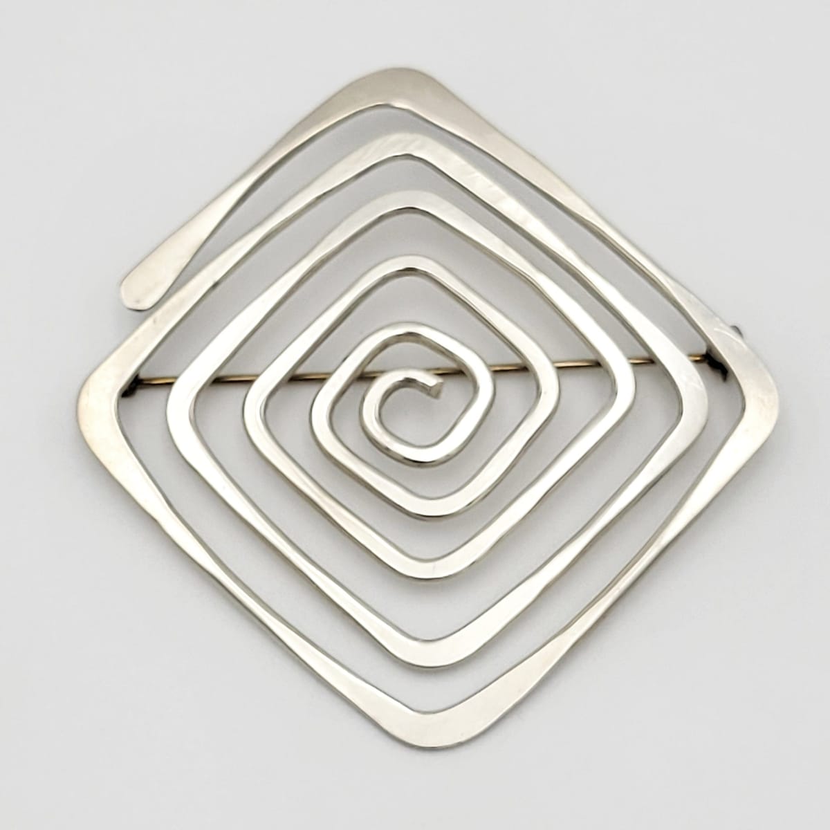 Ed Wiener Jewelry US Designer Ed Wiener Sterling Abstract Modernist Spiral Square Brooch 1950s