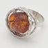 EF Denmark Jewelry Designer Sterling Silver & Amber Statement Cocktail Ring Signed 1960&