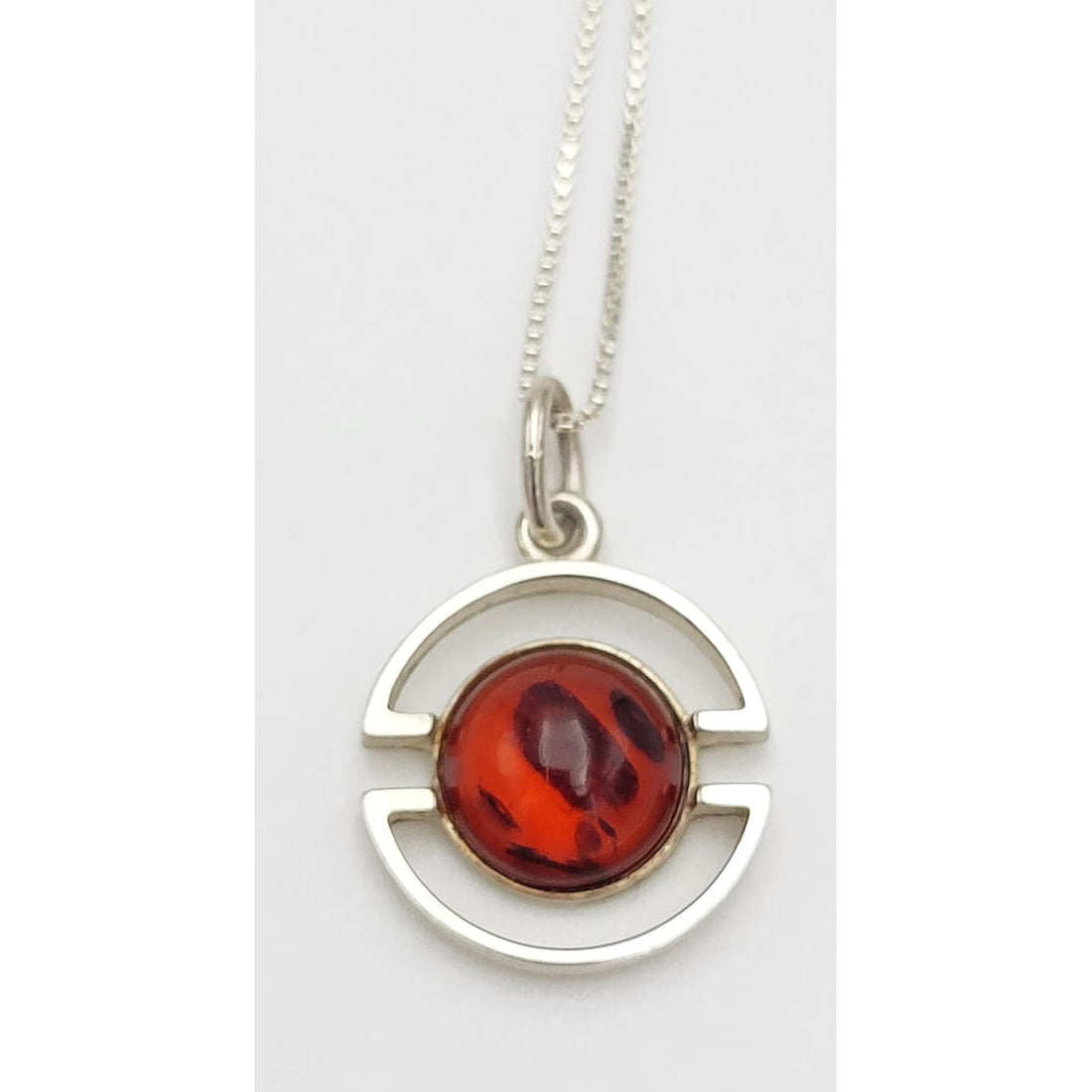 Einer Fehrn Jewelry Denmark Einer Fehrn Sterling &amp; Amber Modernist Pendant Necklace 1960&