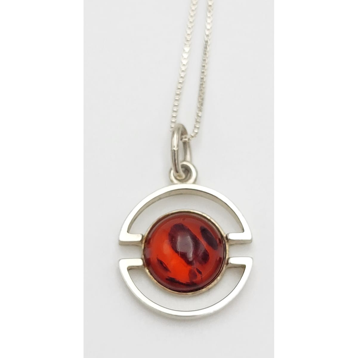 Einer Fehrn Jewelry Denmark Einer Fehrn Sterling &amp; Amber Modernist Pendant Necklace 1960&