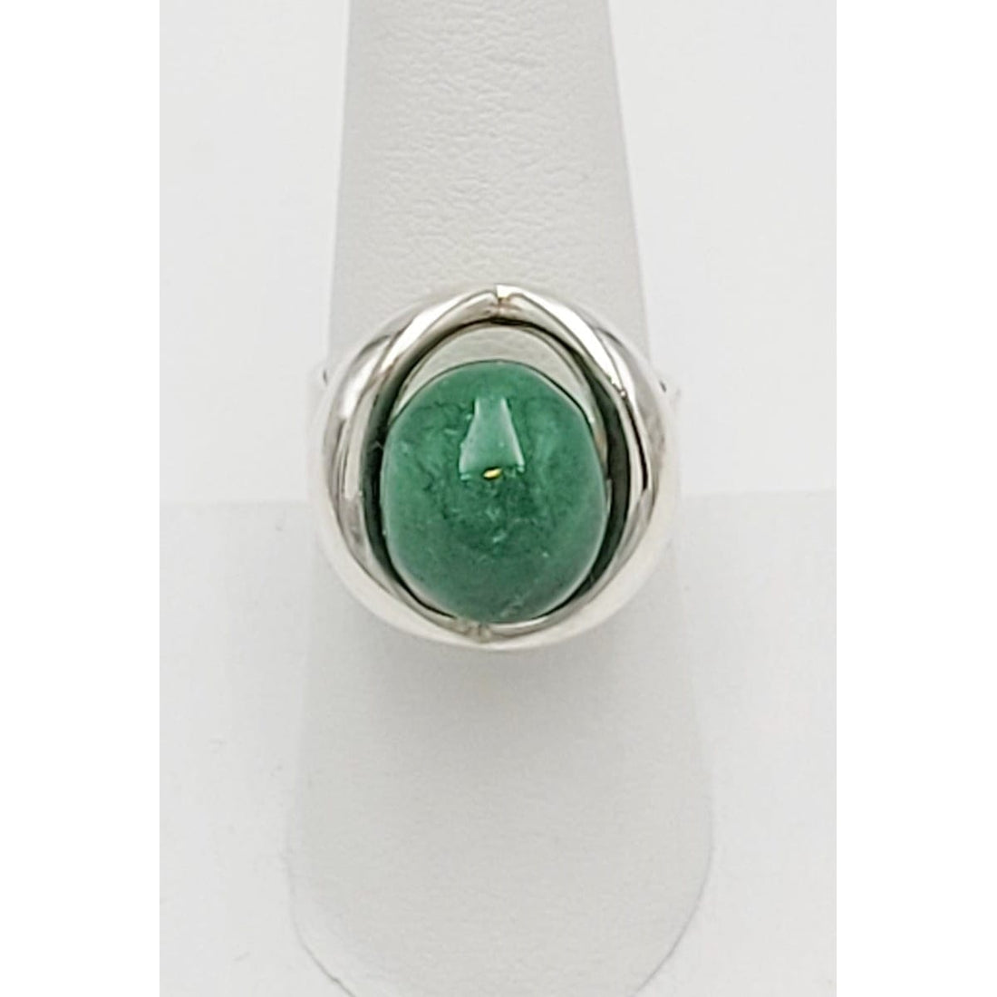 Einer Fehrn Jewelry Denmark Einer Fehrn Sterling &amp; Chrsophase Modernist Statement Cocktail Ring 1960&