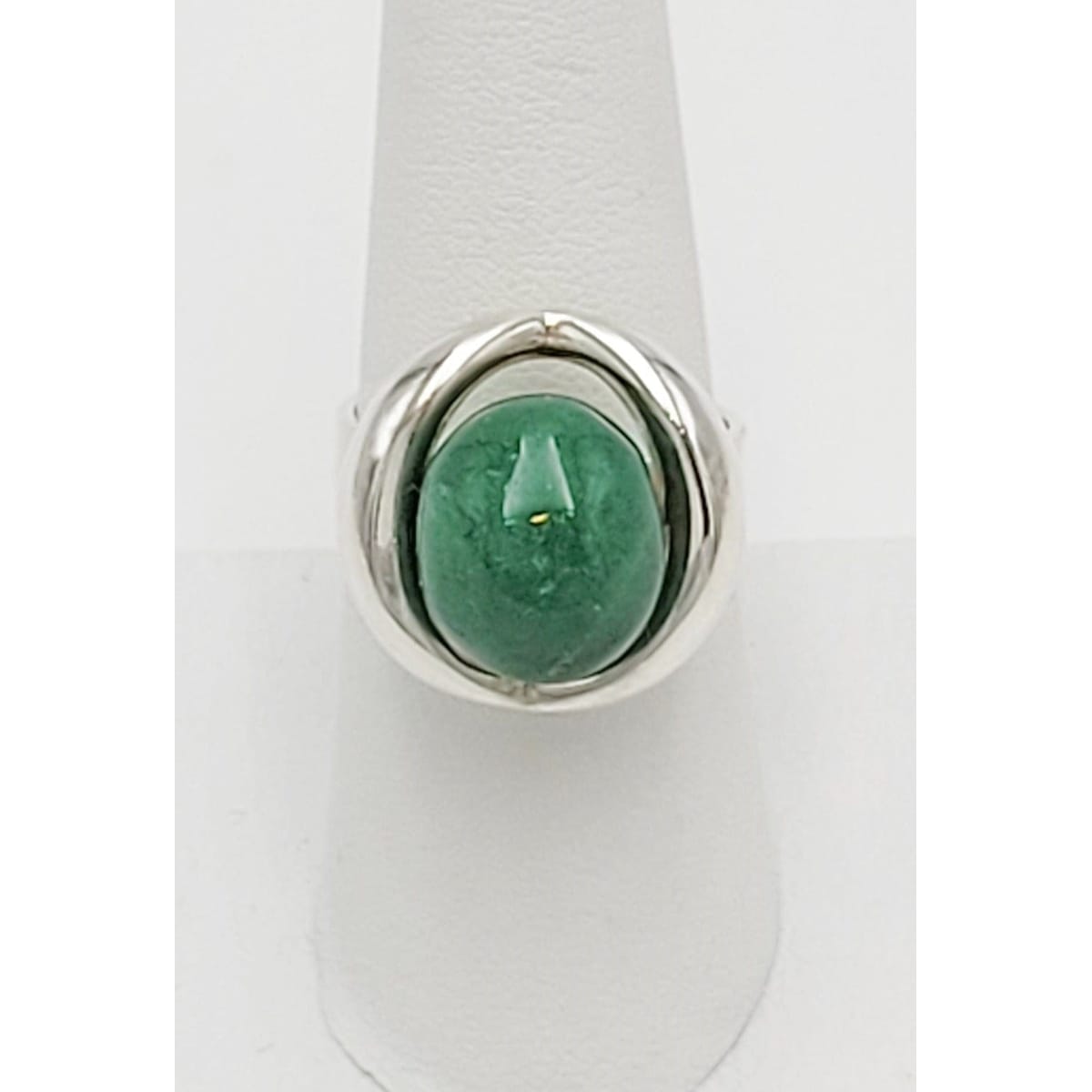 Einer Fehrn Jewelry Denmark Einer Fehrn Sterling &amp; Chrsophase Modernist Statement Cocktail Ring 1960&