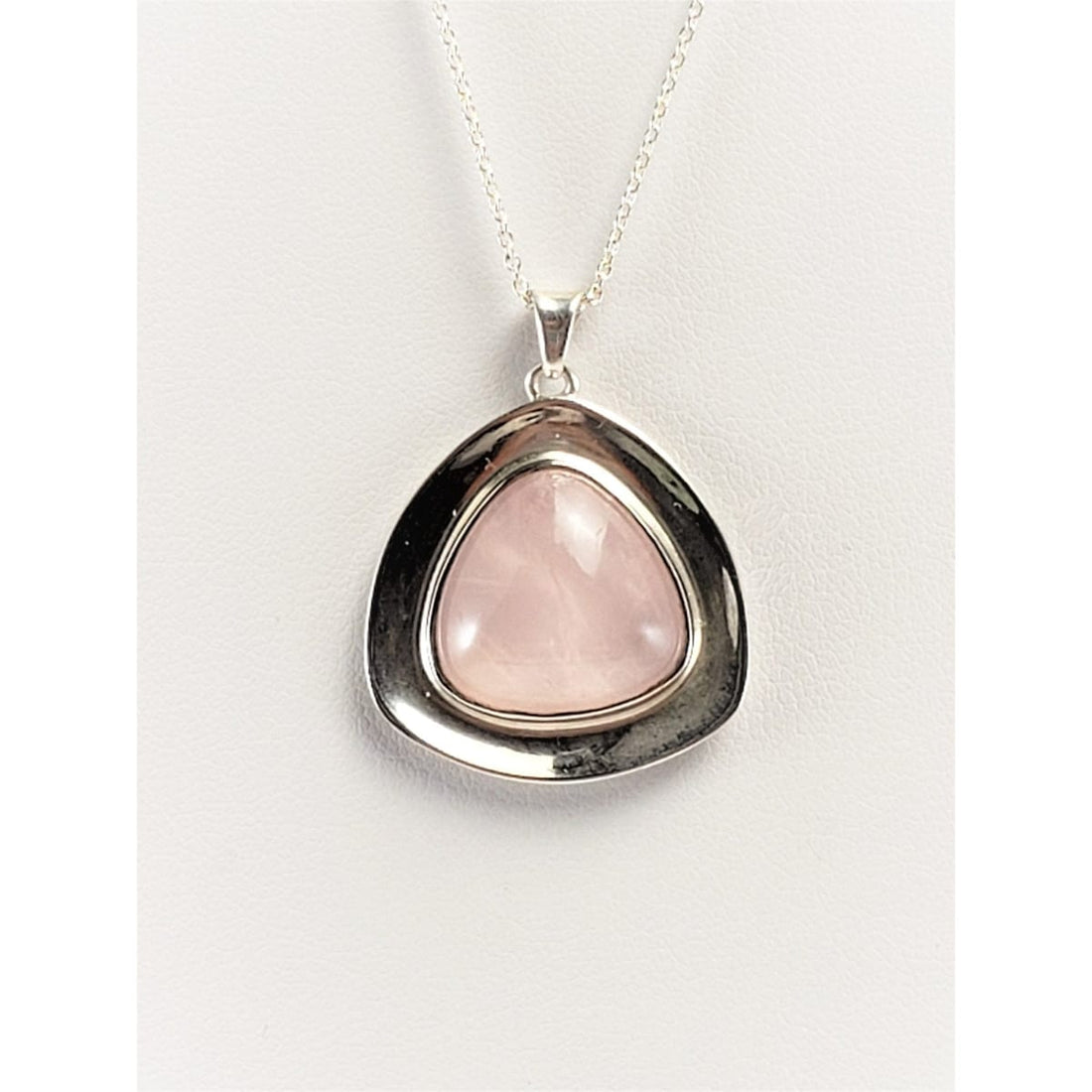 Erik Granit Jewelry Vintage Erik Granit Finland Sterling &amp; Rose Quartz Modernist Pendant Necklace