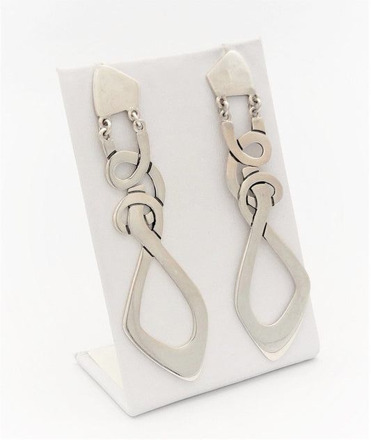 Erika de Hult Corral "Ric" Jewelry VTG 925SS Artisan Erika de Hult Corral "Ric" Taxco Long Dangle Modernist Earrings