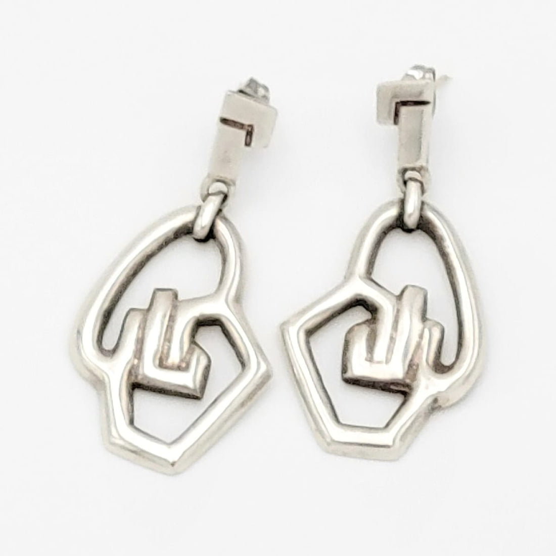 Erika Hult de Corral "Ric" Jewelry Artisan Erika Hult de Corral "Ric" Taxco Sterling Dangle Modernist Earrings 1980s