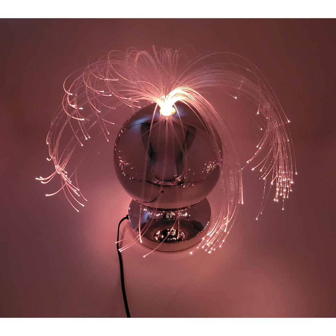 Fantasia Lighting MCM Chrome Fantasia Ball Multi-Color Fiber Optic Spray Rotating Lamp 1970s