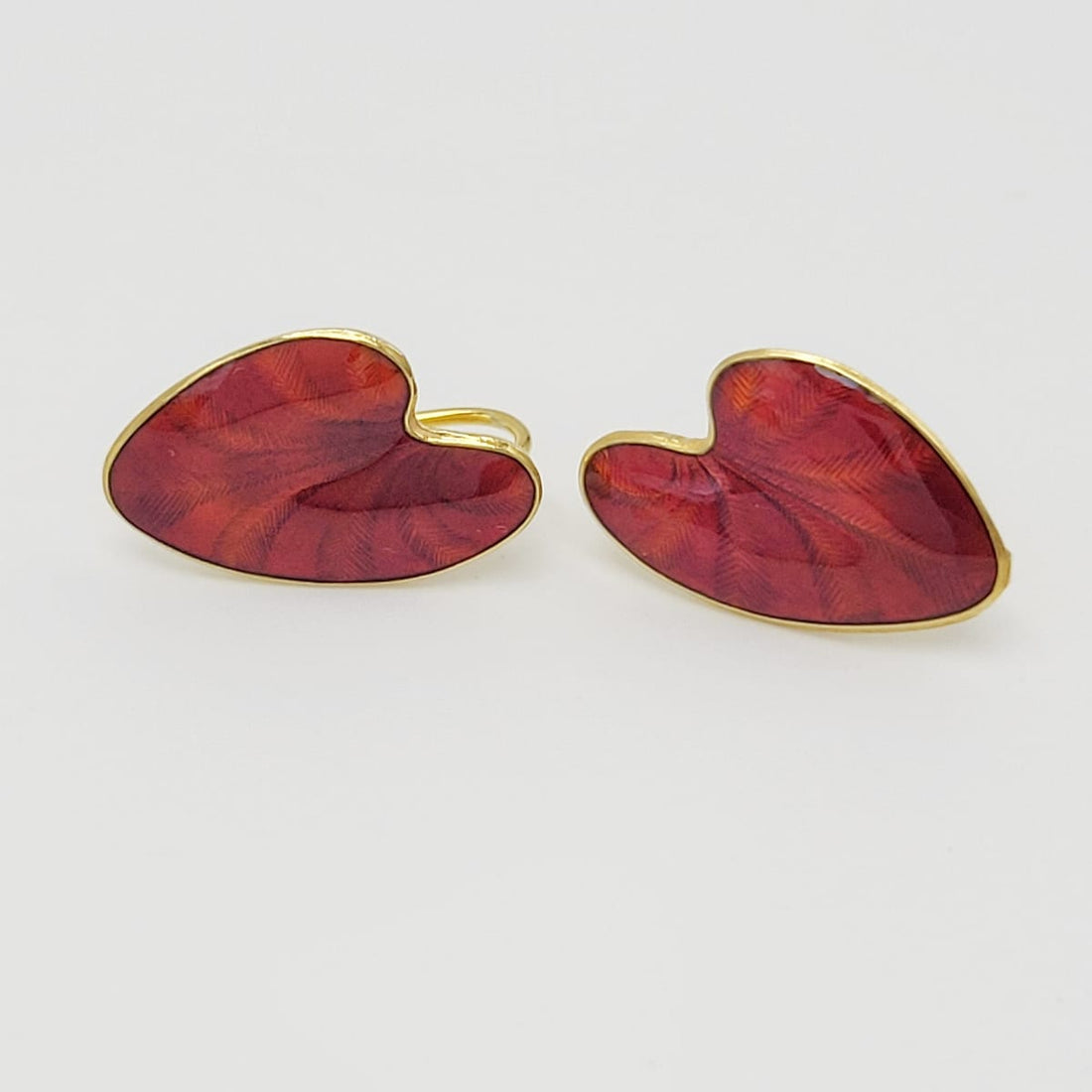 Finn Jensen Jewelry Designer Finn Jensen Norway Sterling Ruby Red Enamel  Earrings 1950s