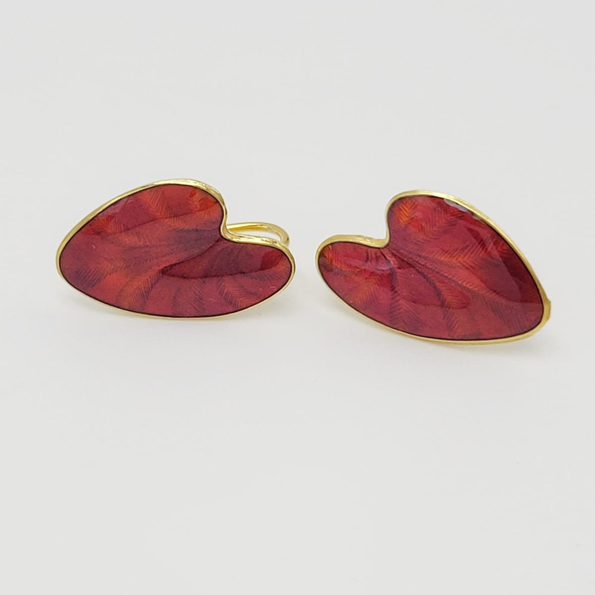 Finn Jensen Jewelry Designer Finn Jensen Norway Sterling Ruby Red Enamel  Earrings 1950s