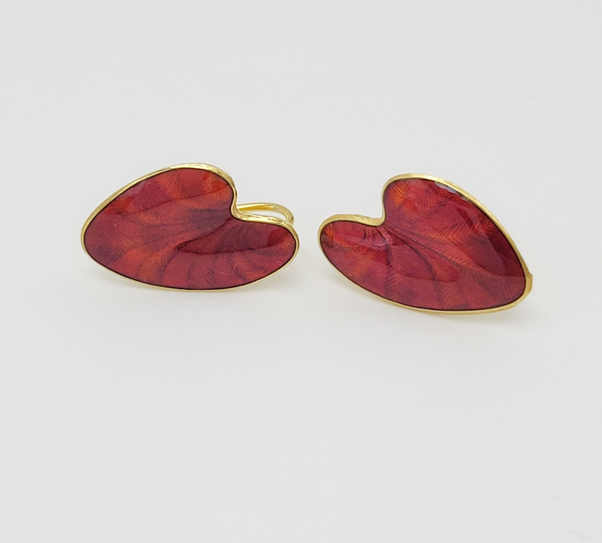 Finn Jensen Jewelry Designer Finn Jensen Norway Sterling Ruby Red Enamel  Earrings 1950s