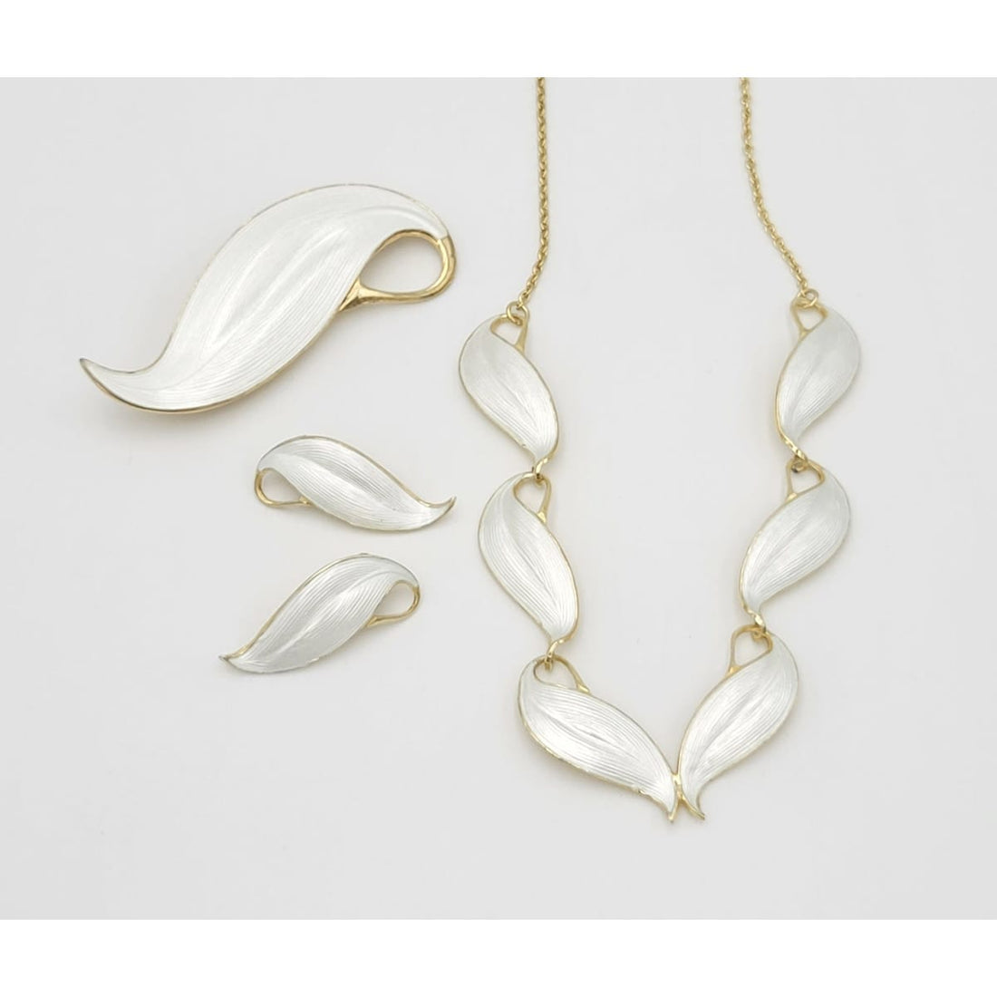 Finn Jensen Jewelry Norway Designer Finn Jensen Sterling &amp; Enamel Demi Parure Set 1950s