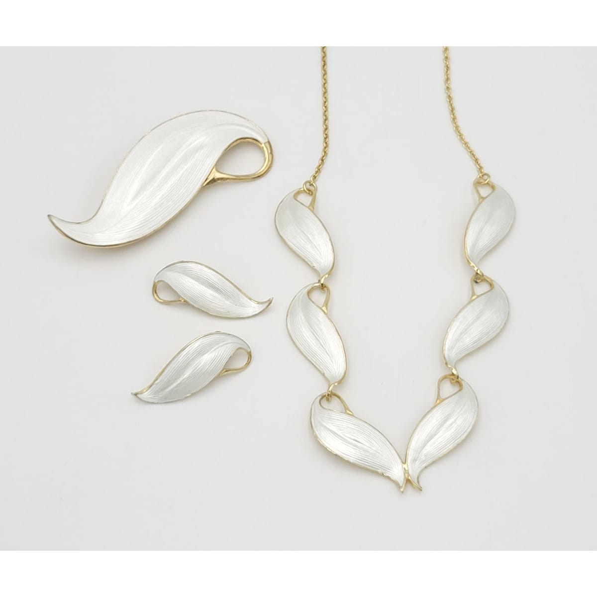 Finn Jensen Jewelry Norway Designer Finn Jensen Sterling &amp; Enamel Demi Parure Set 1950s