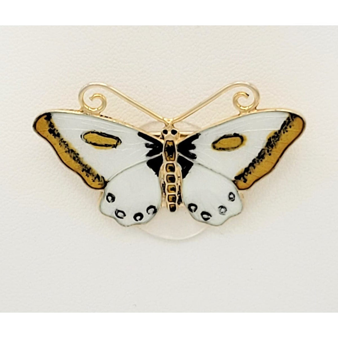 Finn Jensen Jewelry Norway Designer Finn Jensen Sterling &amp; Enamel Large Butterfly Brooch Pin 1950s