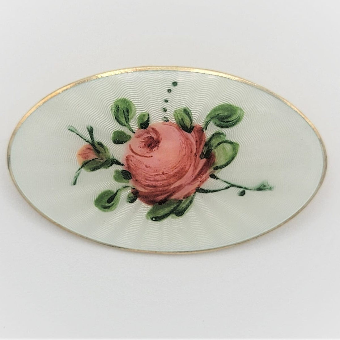 Finn Jensen Jewelry VNTG Finn Jensen Norway Gilt 925 Sterling &amp; Guilloche Enamel Pink Roses Brooch
