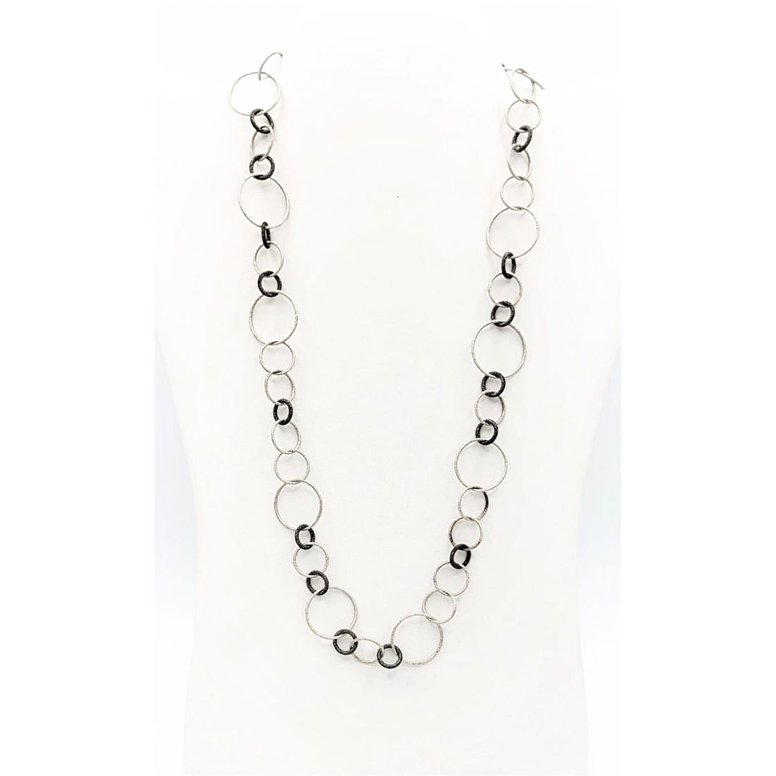 Frederic Duclos Jewelry Retired 925SS Black/Silver Druzy Modernist Circles Frederic Duclos Italy Necklace