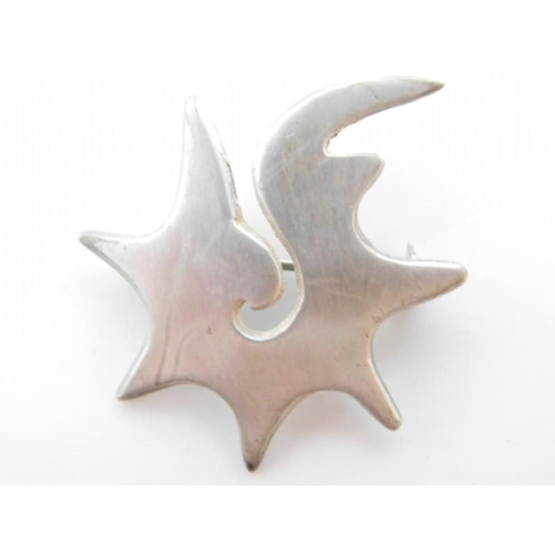 Fridl Jewelry Iconic US Designer Fridl Modernist Abstract Swirling Star Sterling Brooch 1950s