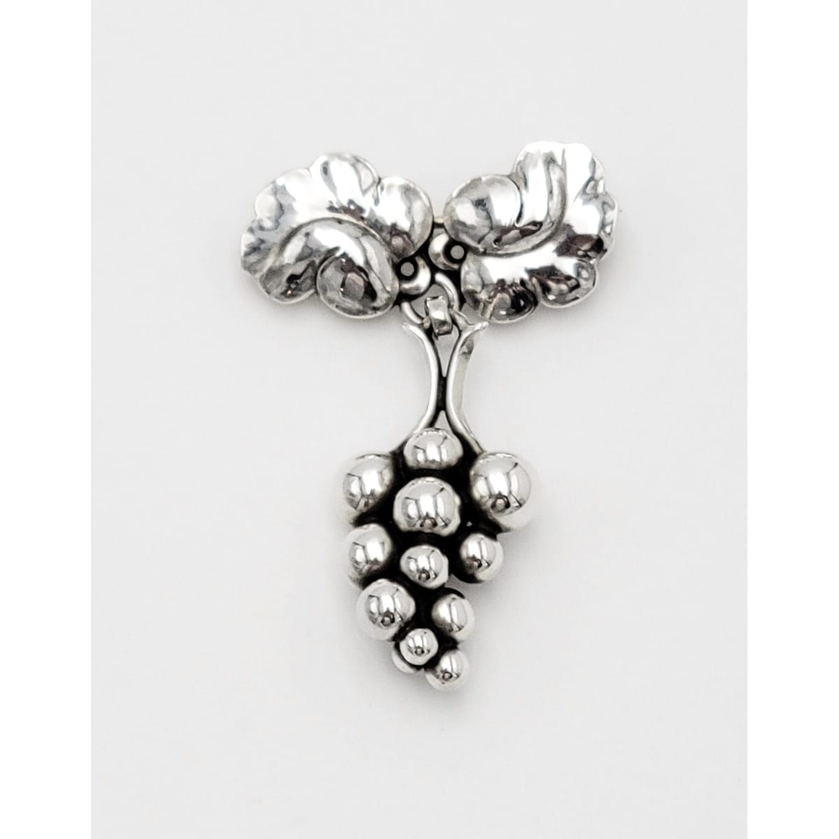 Georg Jensen Jewelry Danish Designer Georg Jensen Sterling 3-D Grapes Dangle Brooch 