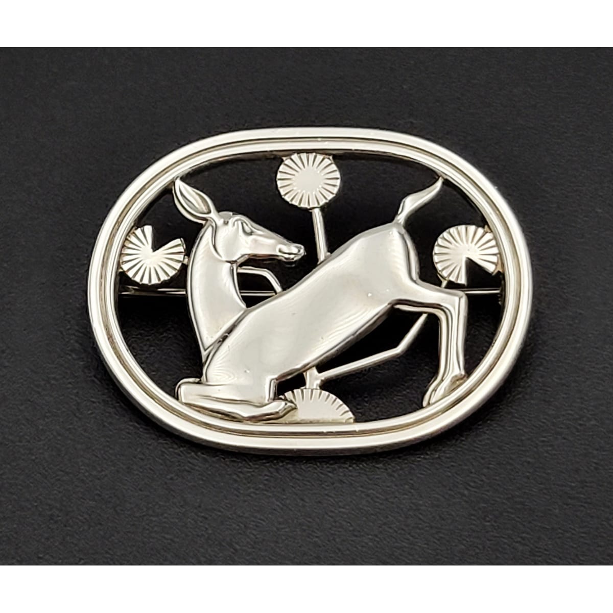 Georg Jensen Jewelry Danish Georg Jensen Sterling Art Deco Kneeling Deer Brooch 