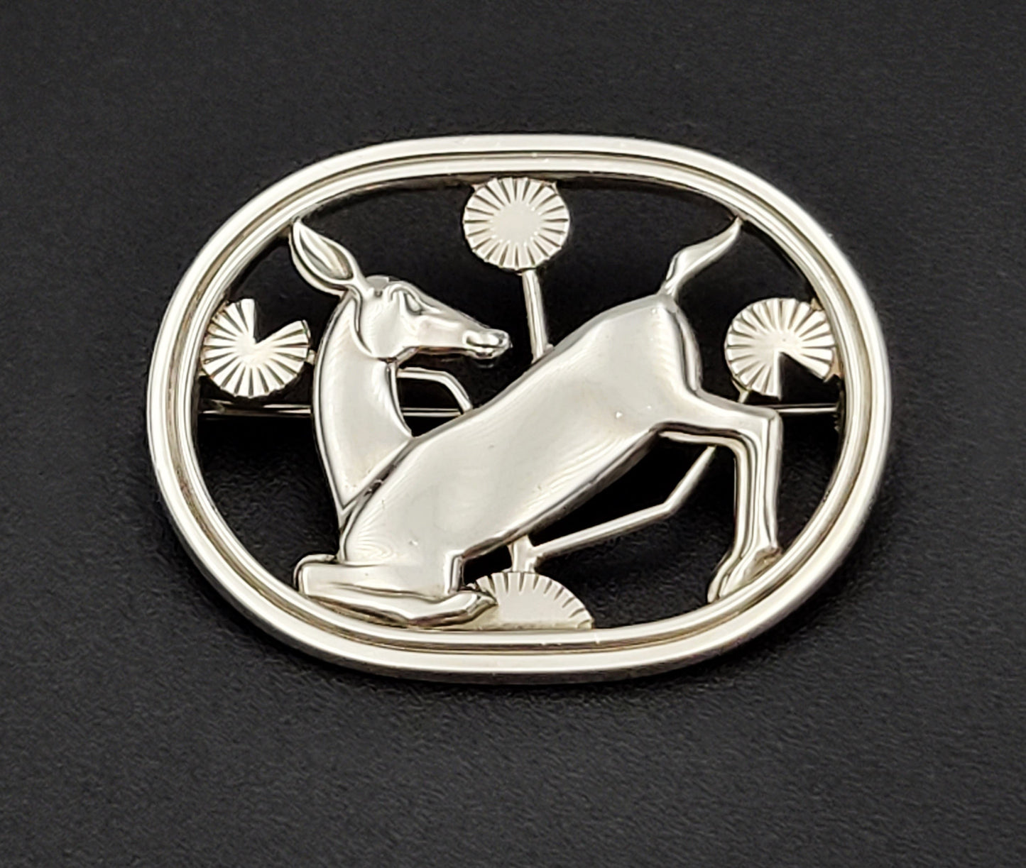 Georg Jensen Jewelry Rare Danish Georg Jensen Sterling Art Deco Kneeling Deer Brooch #256